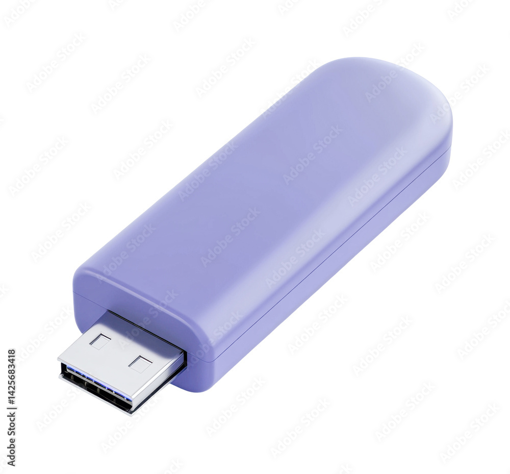 Purple usb flash drive stick with cap removed for data storage, cut out - stock png. Purple usb flash drive stick with cap removed for data storage, cut out - stock png.