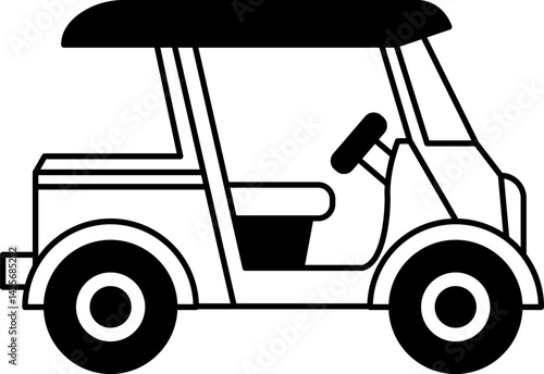black and white icon of Thai tuk tuk