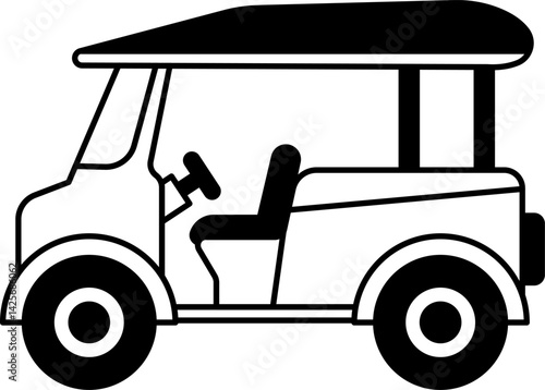black and white single icon of Thai tuk tuk