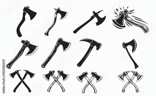 Crossed Firefighter Axe Svg design bundle