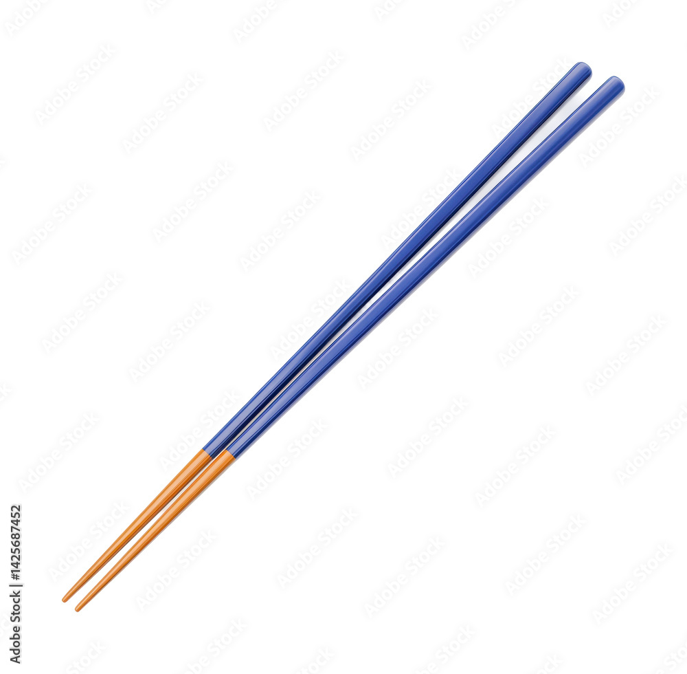 Wooden and blue chopsticks on display, cut out - stock png. Wooden and blue chopsticks on display, cut out - stock png.