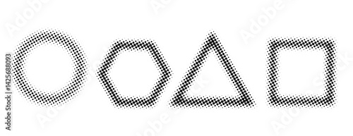 Halftone vector triangle, square, circle, hexagon Set of Simple shapes for template. vector eps
