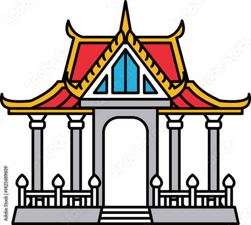 icon of Thai temple pavilion