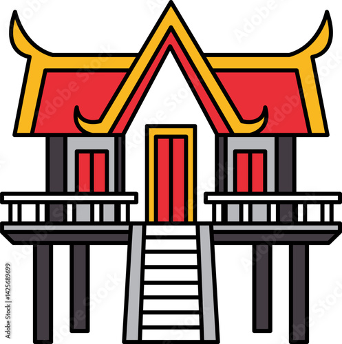 single icon of Thai temple monk hut