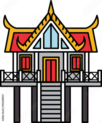 icon of Thai temple monk hut