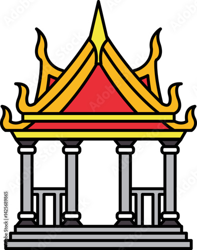 single icon of Thai temple pavilion