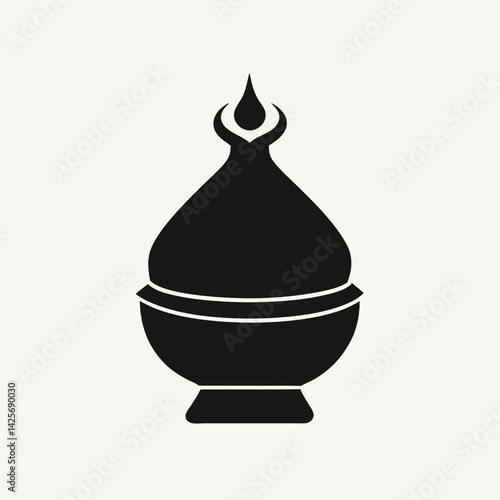 Traditional Islamic Incense Burner Icon Silhouette Arabic Aroma Vector Design.