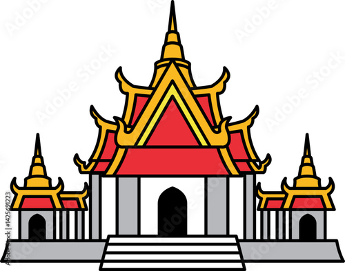 flat icon of Thai temple