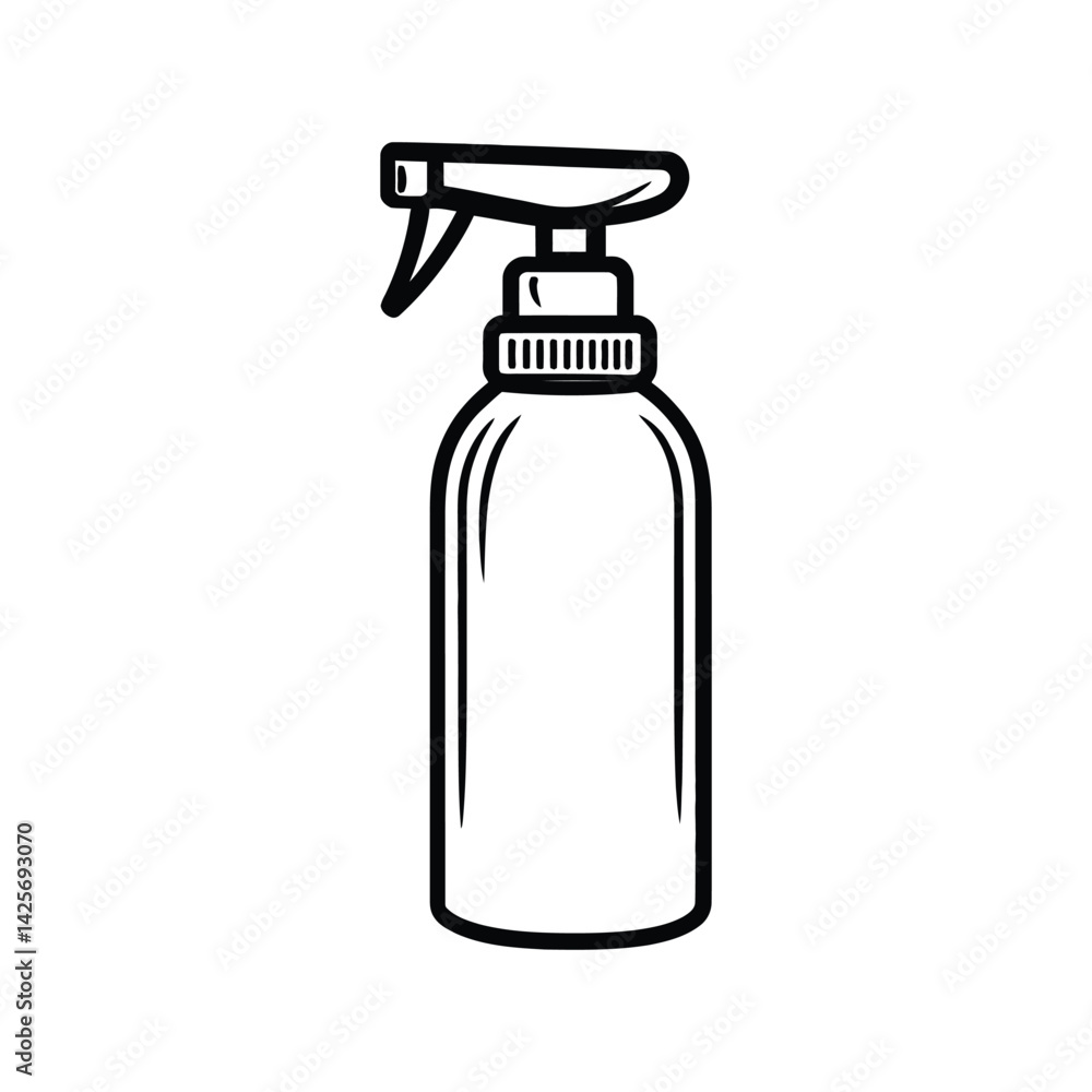 Obraz premium Outline Spray Bottle with Trigger on Transparent Background