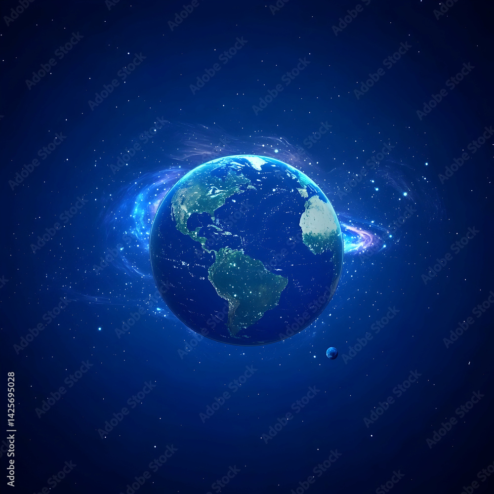 Obraz premium Earth, space, cosmos, nebula, energy, swirling, background, global, environmental, wallpaper