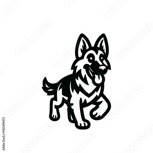 German Shepherd Logo Cartoon Dog Vector Style