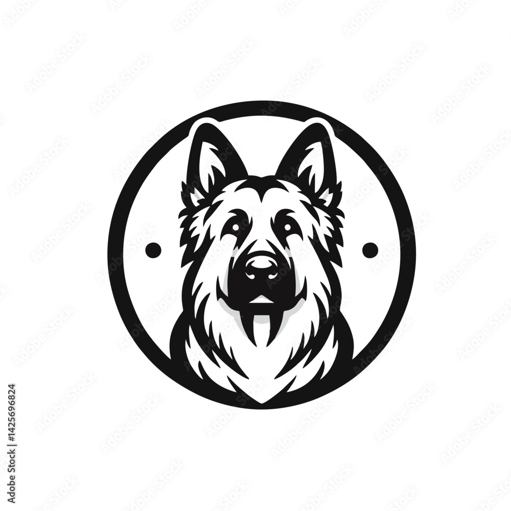 Naklejka premium German Shepherd Logo Circular Frame Dog Head Icon