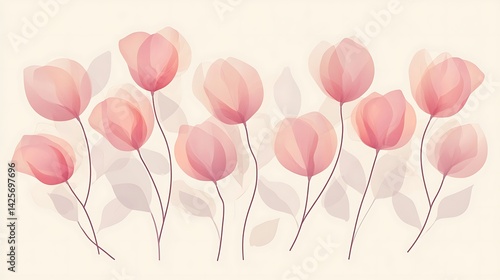 Pastel Pink Flowers with Soft Background.