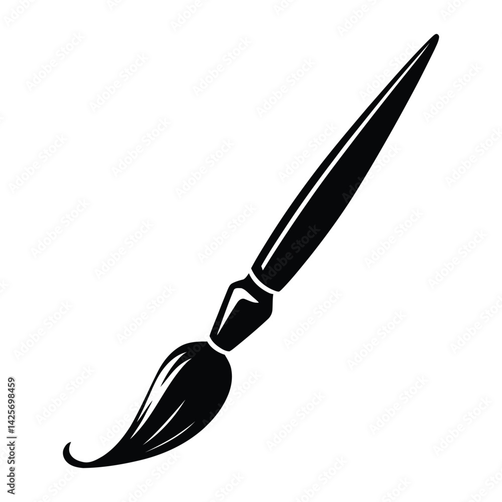Obraz premium Calligraphy ink brush Silhouette, Vector, Icon, Logo, White Background.