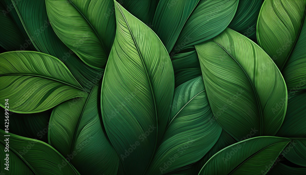 Vibrant Tropical Leaf Texture Amidst a Lush, Abundant Green Jungle Backdrop A Mesmerizing Abstract Exploration of Natures Richness and Diversity Vibrant Tropical Leaf Texture Amidst a Lush, Abundant Green Jungle Backdrop A Mesmerizing Abstract Exploration of Natures Richness and Diversity