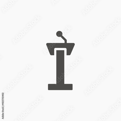 tribune with microphone icon vector. conference, podium, public speaking podium icon. 