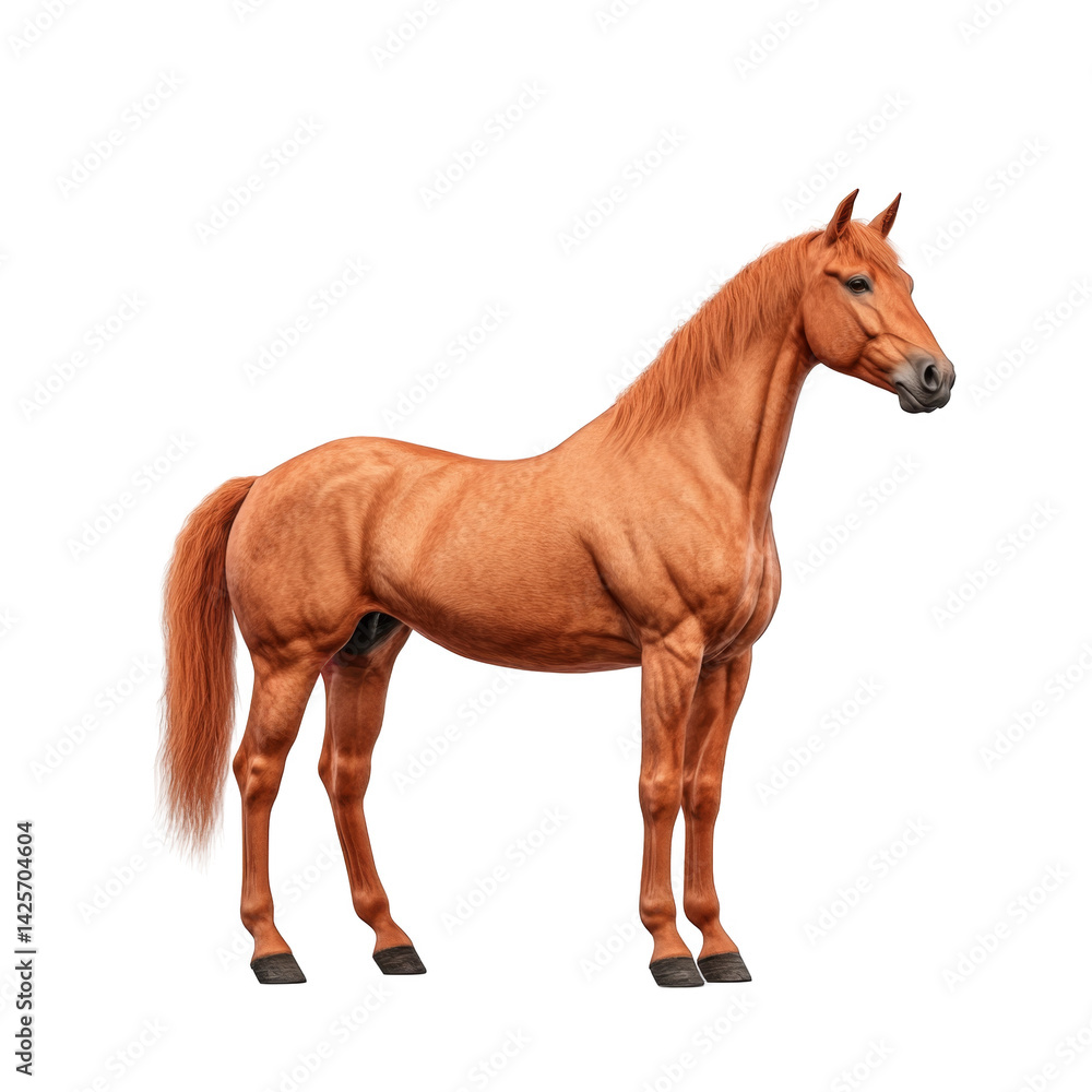 Obraz premium Majestic chestnut horse strong muscular build isolated transparent background equine photography