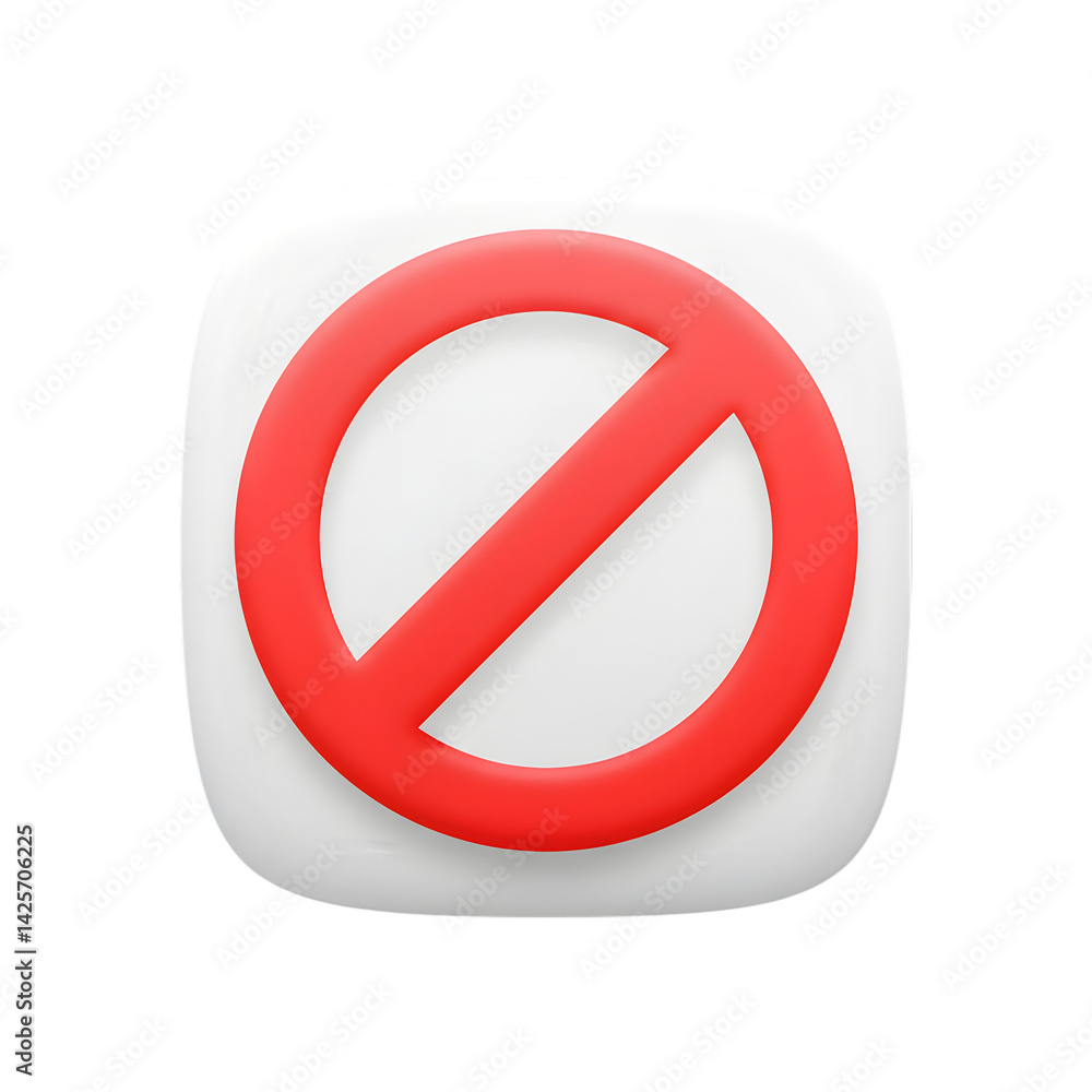 Forbidden concept: red prohibited sign on white square background icon Forbidden concept: red prohibited sign on white square background icon