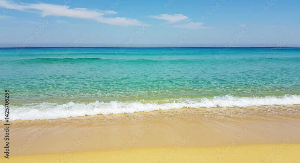 Fototapeta premium Waves Gently Washing Ashore on Sunny Beach Day