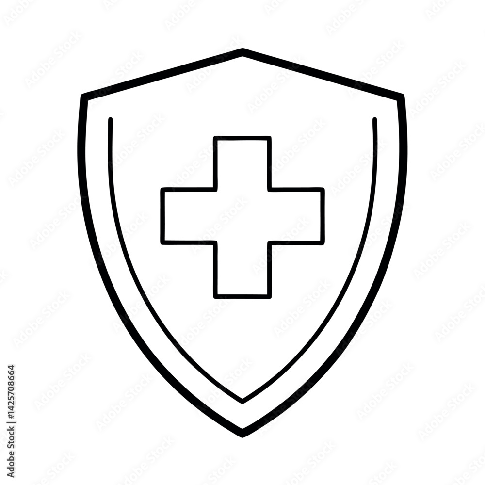 Simple Medical Shield Icon, Vector Graphic Simple Medical Shield Icon, Vector Graphic
