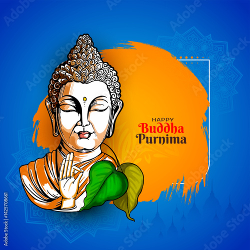 Happy Buddha Purnima Indian religious festival card