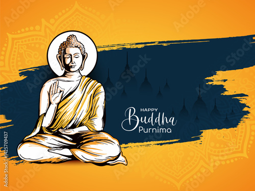 Elegant Happy Buddha Purnima cultural Indian festival background