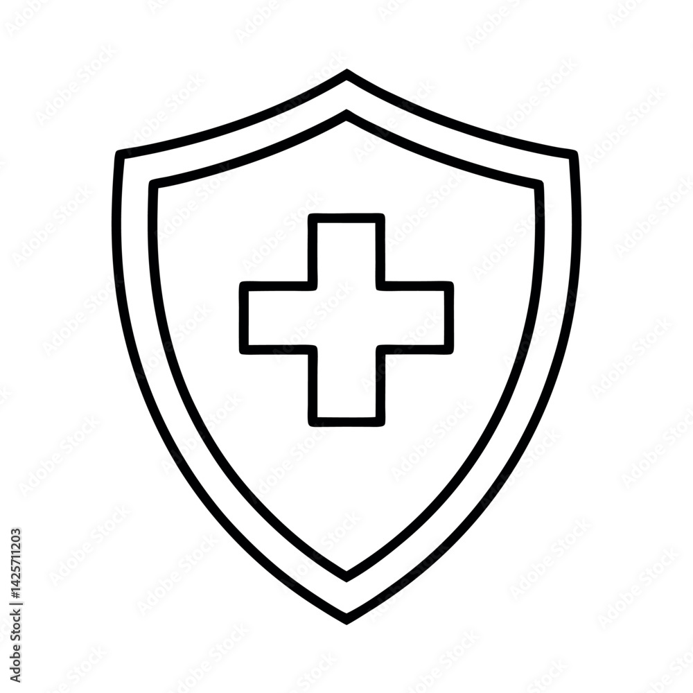 Simple Medical Shield Icon, Vector Graphic Simple Medical Shield Icon, Vector Graphic