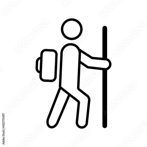 Vector illustration: Silhouette of a climber. Isolated hiker on white background icon people climbing mountains