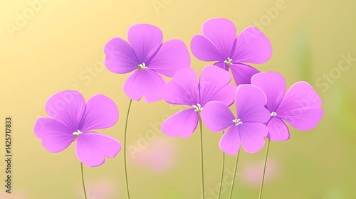 Blooming Pink Flowers with Meadow.