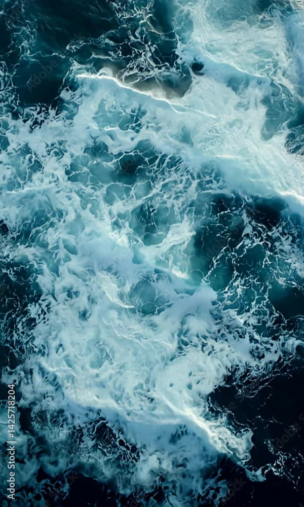 Dark blue ocean waves with white foam Dark blue ocean waves with white foam
