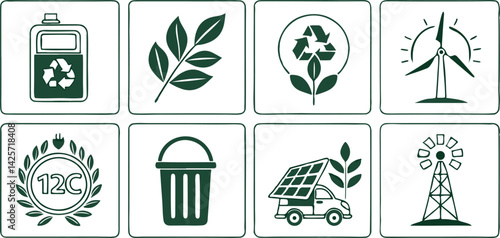 Ecology icons set. Nature, environment, recycle flat icon. Vector illustration