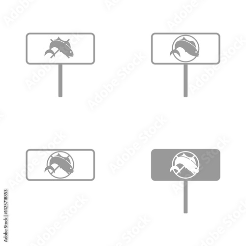fishing season closed icon on white background, vector illustration