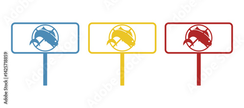 fishing season closed icon on white background, vector illustration