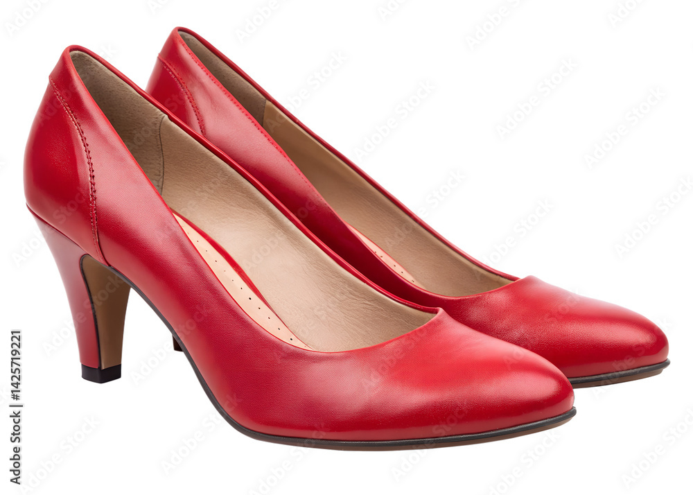Stylish red high heel shoes on a transparent background Stylish red high heel shoes on a transparent background