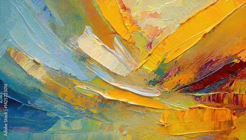 Vibrant Swirls of Oil Paint on Canvas Expressive Abstraction in Rich Textures and Intense Colors, Capturing the Essence of an Energetic Artistic Moment.