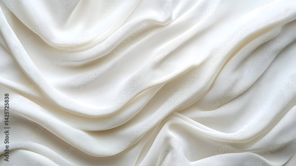 Fototapeta premium Flowing white silk fabric texture studio setting textile photography soft lighting elegant concept