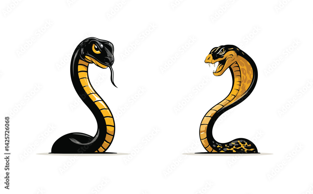 Fototapeta premium Snake cartoon mascot illustration design character vector- Adobe Illustrator Artwork