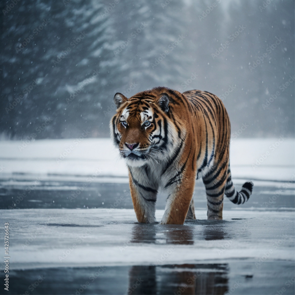 Obraz premium Siberian Tiger in the snow