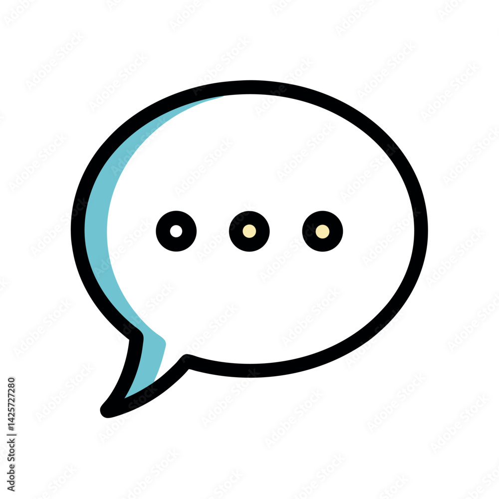 Simple Black and White Speech Bubble Icon with Thoughts Simple Black and White Speech Bubble Icon with Thoughts