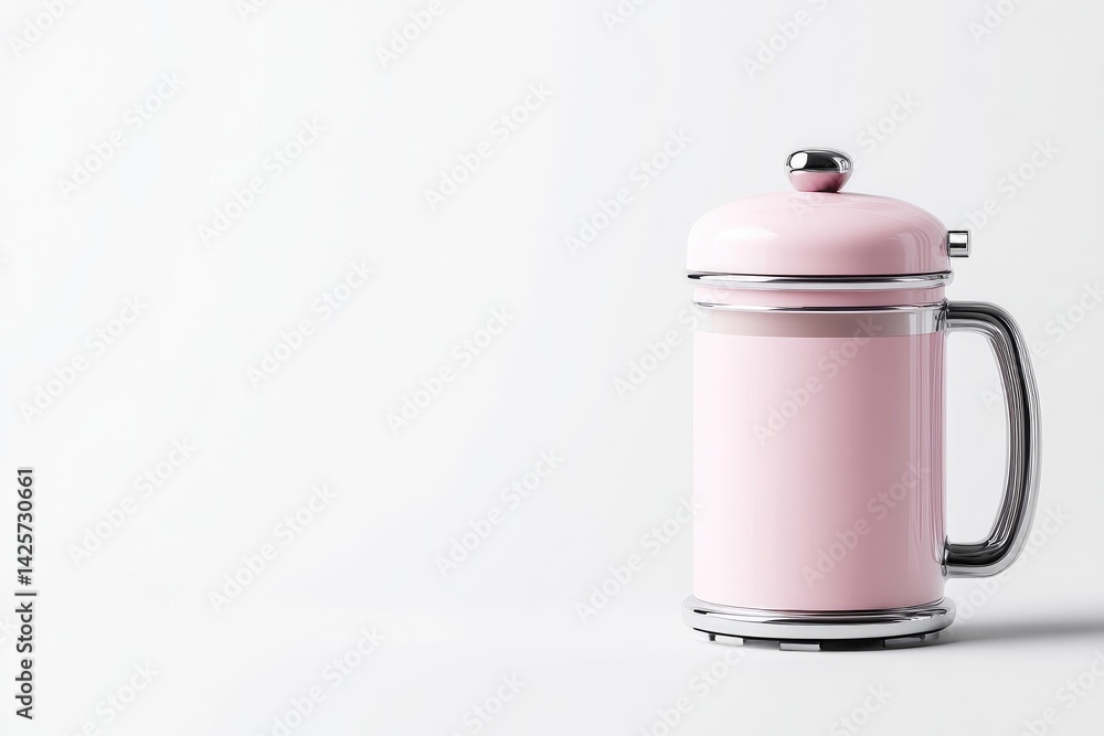 Obraz premium Pink French Press Coffee Maker