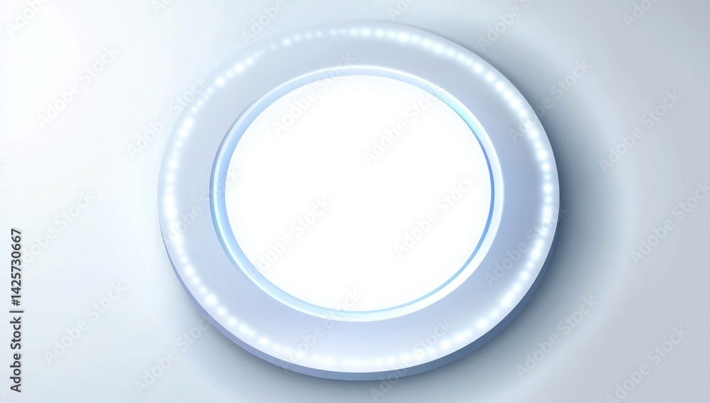 Circular light switch or button with a white center and blue rim.