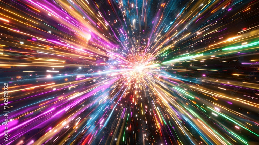 Futuristic tunnel of glowing light beams, sci-fi portal with radiant energy streaks, abstract digital corridor for technology or cosmic themes – HD, wallpaper, banner Futuristic tunnel of glowing light beams, sci-fi portal with radiant energy streaks, abstract digital corridor for technology or cosmic themes – HD, wallpaper, banner