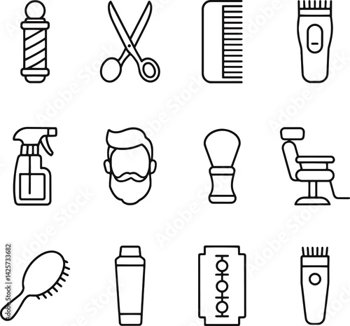 Set of barber line icon