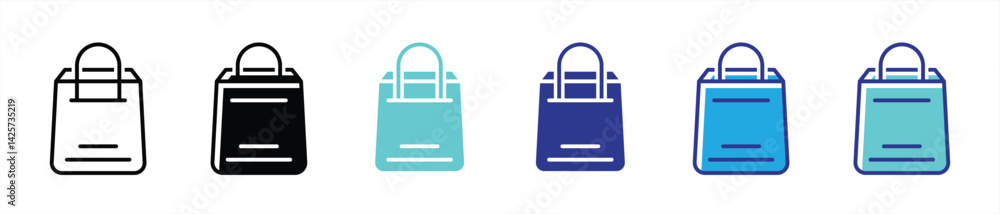 shopping bag icon set. package thin line and different color style icon for your app and web. vector illustration shopping bag icon set. package thin line and different color style icon for your app and web. vector illustration