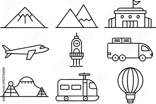 Travel clipart exotic trips graphic and line art