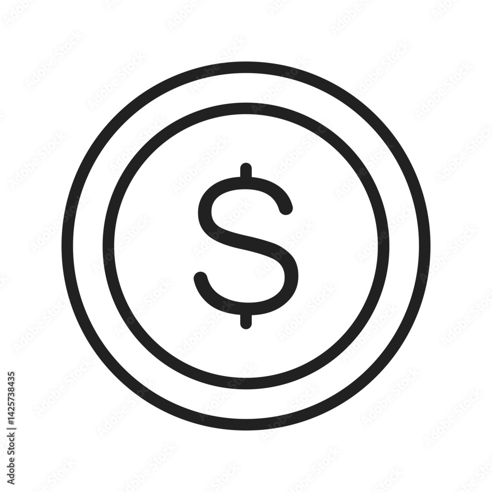 Dollar Coin icon vector image. Suitable for mobile apps, web apps and print media. Dollar Coin icon vector image. Suitable for mobile apps, web apps and print media.