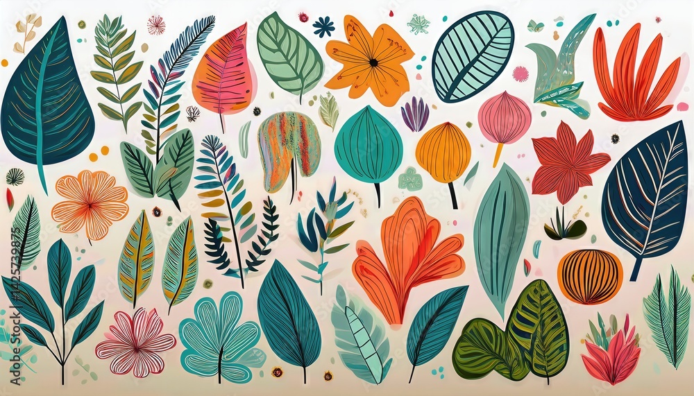 Vibrant Abstract Plant Shapes and Forms A Stunning Vector Illustration Set for Design Inspiration, Enhanced with Rich Colors and Textures, Invoking a Sense of Organic Energy and Dynamic Movement. Vibrant Abstract Plant Shapes and Forms A Stunning Vector Illustration Set for Design Inspiration, Enhanced with Rich Colors and Textures, Invoking a Sense of Organic Energy and Dynamic Movement.