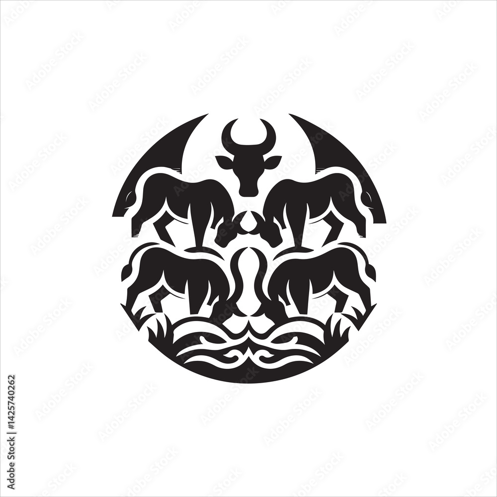 Obraz premium create Ox Silhouette Vector with white background 
