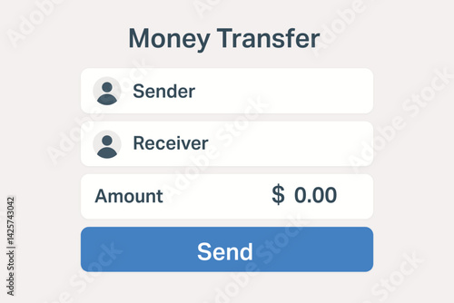 Obraz na płótnie Simple money transfer UI with sender and receiver details w salonie