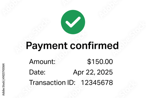 Obraz na płótnie Payment success screen with transaction data and checkmark icon w salonie